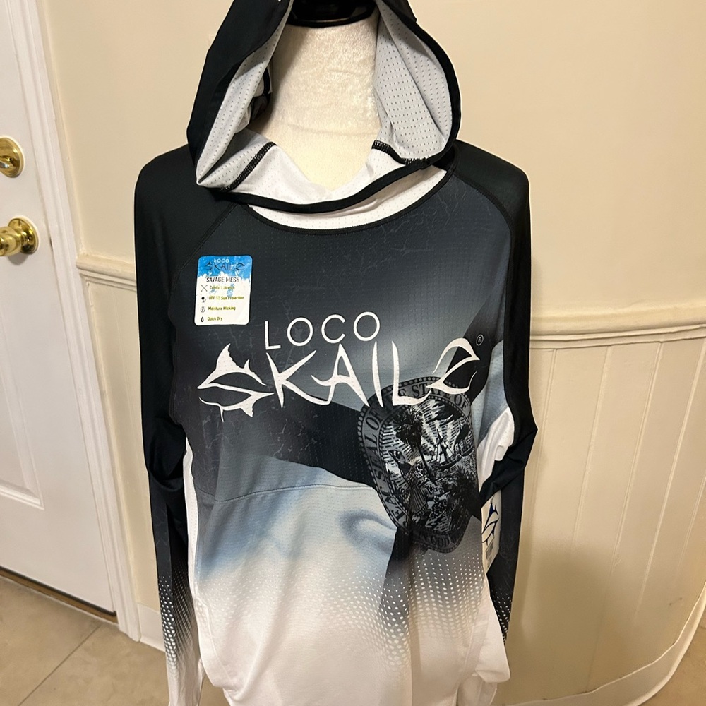 Loco Skailz Performance Long Sleeve Hoodie Fishing Shirt/X-Large/NWT
